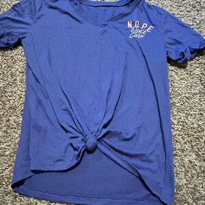 Vibrant Blue Short Sleeve Tie Front Tee